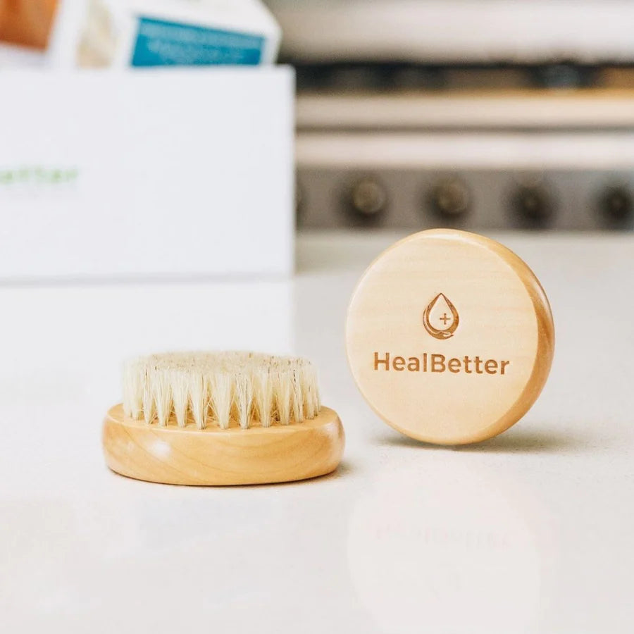front and back of natural bristle dry skin brush